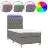 vidaXL Boxspringbett mit Matratze & LED Dunkelgrau 90x190 cm Stoff