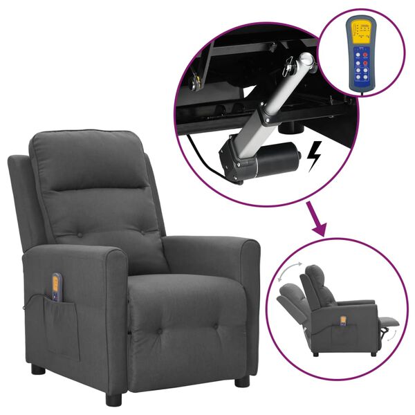 vidaXL Massagesessel mit Aufstehhilfe Hellgrau Stoff