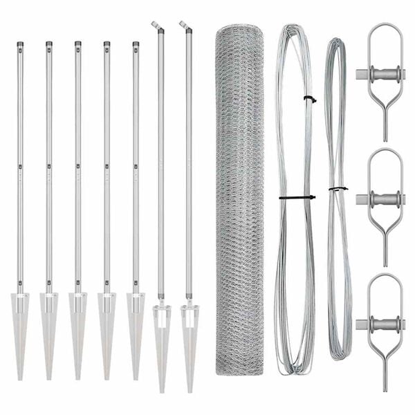 vidaXL Zaunpfosten Silber 10 x 1,2 m (25 mm Maschenweite) Stahl