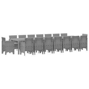vidaXL Garten-Esszimmergarnitur mit Kissen 17 pcs Hellgrau PP