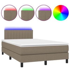 vidaXL Boxspringbett mit Matratze & LED Taupe 120x190 cm Stoff