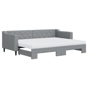 vidaXL Tagesbett Ausziehbar mit Matratze Hellgrau 80x200 cm Stoff