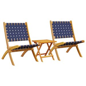 vidaXL Klappst&uuml;hle, 2 St&uuml;ck mit Tisch, dunkelblaues Massivholz