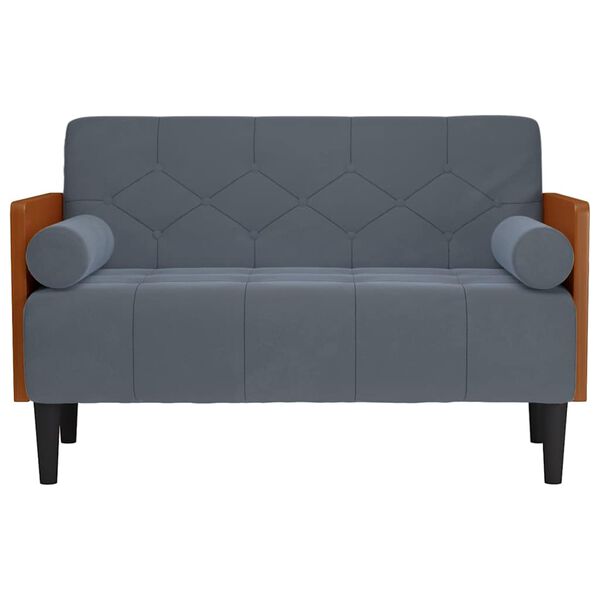 vidaXL Zweisitzer-Sofa mit Nackenrollen Dunkelgrau 110 cm Samt