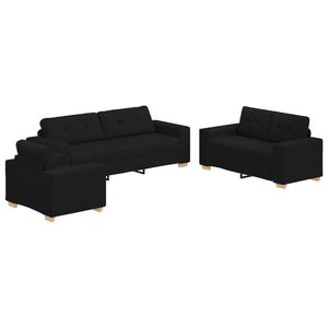 vidaXL Sofa 3 pcs Schwarz 221 x 80 x 80 cm Leinenmischgewebe