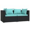 vidaXL 3-tlg. Garten-Lounge-Set mit Kissen Schwarz Poly Rattan