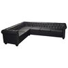 vidaXL Chesterfield Ecksofa 6-Sitzer Schwarz Kunstleder