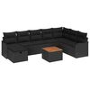 vidaXL Garten-Sofa-Set mit Kissen 9 pcs Schwarz Poly Rattan