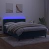 vidaXL Boxspringbett mit Matratze & LED Dunkelblau 140x190 cm Samt