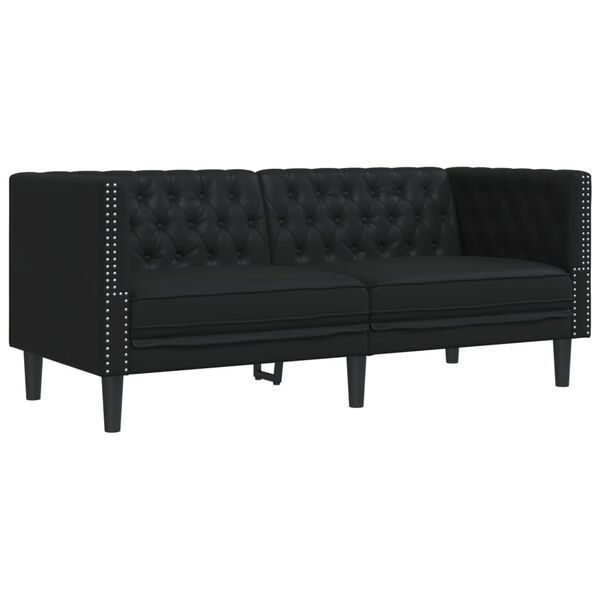 vidaXL Chesterfield-Sofa 2-Sitzer Schwarz Kunstleder