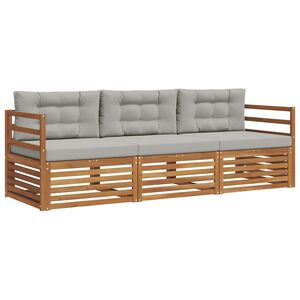 vidaXL Outdoor-Sofagarnitur 3 stk. Natur und Hellgrau