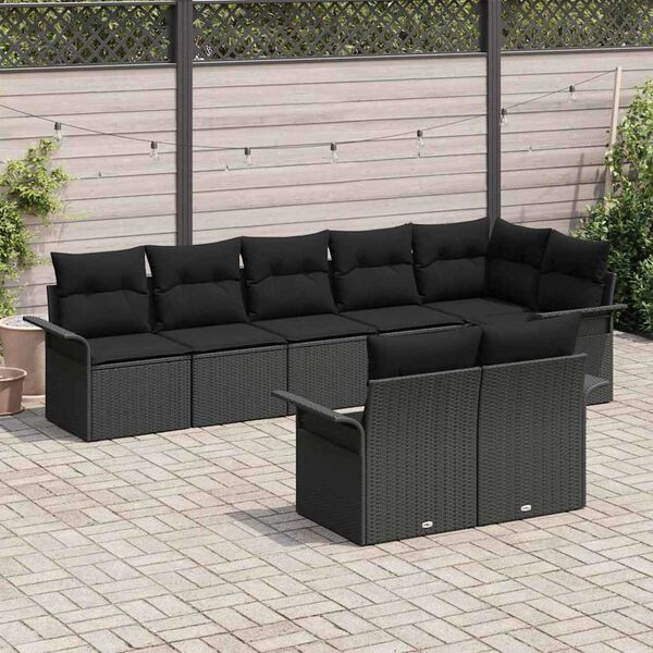 vidaXL Gartensofa-set mit Speicher 8 pcs Schwarz Poly-Rattan