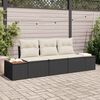 vidaXL Garten-Sofa-Set mit Kissen 3 pcs Schwarz und Creme Poly Rattan