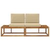 vidaXL Outdoor End Sofa 2 St&uuml;ck Natur und Beige Massivholz Akazie