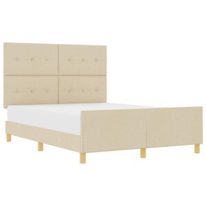 vidaXL Bettgestell mit Kopfteil Creme 140 x 200 cm Stoff