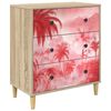 vidaXL Kommode AACHEN Rosa Palmenprint 66 x 36,5 x 75 cm Holzwerkstoff