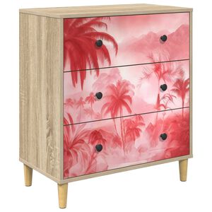 vidaXL Kommode AACHEN Rosa Palmenprint 66 x 36,5 x 75 cm Holzwerkstoff