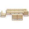 vidaXL 9-tlg. Garten-Lounge-Set mit Kissen Massivholz Kiefer