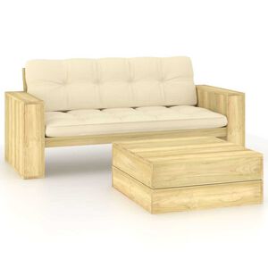 vidaXL 2-tlg. Garten-Lounge-Set mit Kissen Kiefernholz Impr&auml;gniert