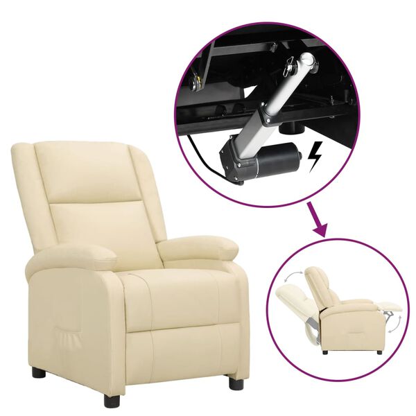 vidaXL Aufstehsessel Creme Echtleder