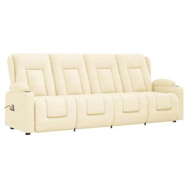 vidaXL 4-Sitzer Massagesessel mit Getränkehalter Creme Kunstleder