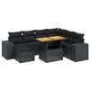 vidaXL 8-tlg. Garten-Sofagarnitur mit Kissen Schwarz Poly Rattan