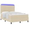vidaXL Boxspringbett mit Matratze mit LED Creme 140 x 200 cm Stoff