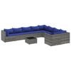 vidaXL 10-tlg. Garten-Sofagarnitur mit Kissen Grau Poly Rattan