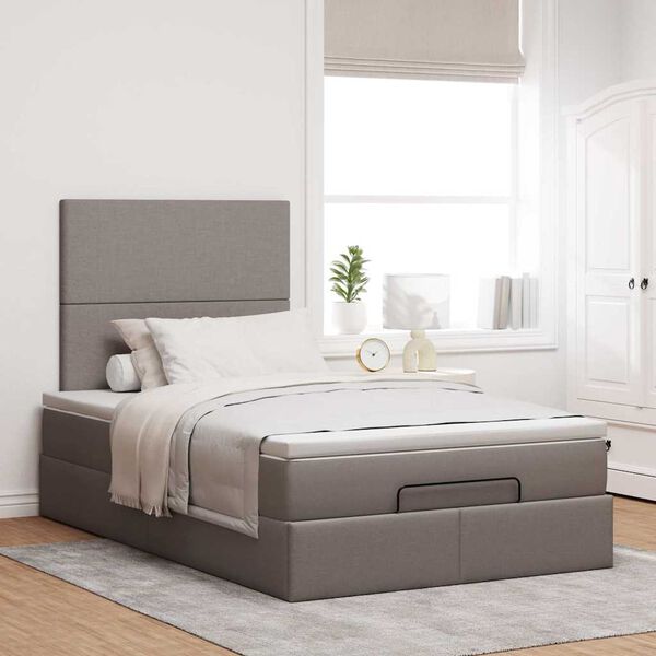 vidaXL Ottoman-Bett mit Matratze Taupe 120x190 cm Stoff