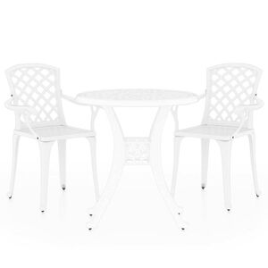 vidaXL 3-tlg. Bistro-Set Aluminiumguss Wei&szlig;