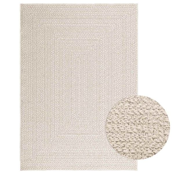 vidaXL Teppich ZIZUR Creme 120x170 cm Jute-Optik Indoor und Outdoor