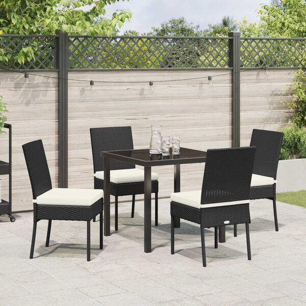 vidaXL Garten Essgruppe 5 pcs Schwarz Pulverbeschichteter Stahl