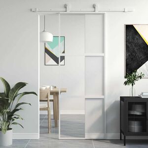 vidaXL Schiebet&uuml;r Wei&szlig; 76x205 cm Hartglas und Aluminium