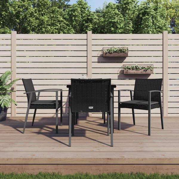 vidaXL 5-tlg. Garten-Essgruppe mit Kissen Poly Rattan und Stahl