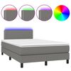 vidaXL Boxspringbett mit Matratze & LED Dunkelgrau 120x200 cm Stoff