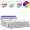 vidaXL Bett mit LED-Lichtleisten Hellgrau 180 x 200 cm Samt