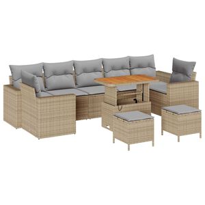 vidaXL Gartensofa-set 10 pcs Beige Poly-Rattan