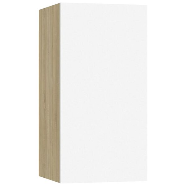 vidaXL TV-Schr&auml;nke 7 Stk. Wei&szlig; Sonoma-Eiche 30,5x30x60cm Holzwerkstoff