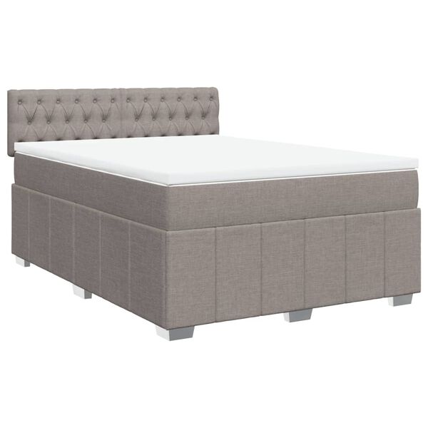 vidaXL Boxspringbett mit Matratze Taupe 140x200 cm Stoff
