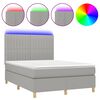 vidaXL Boxspringbett mit Matratze & LED Hellgrau 140x190 cm Stoff