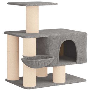vidaXL Katzennbaum mit Sisal-Kratzs&auml;ulen Hellgrau 96 cm