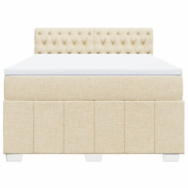 vidaXL Boxspringbett mit Matratze Creme 160x200 cm Stoff