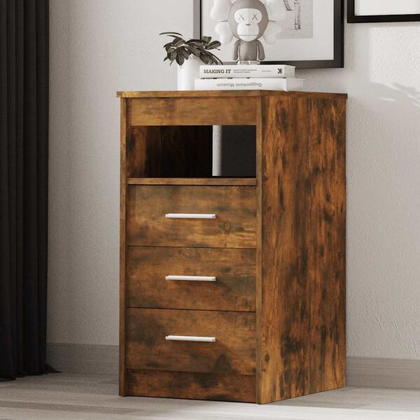 vidaXL Sideboard mit Schubladen R&auml;uchereiche 40x50x76 cm Holzwerkstoff