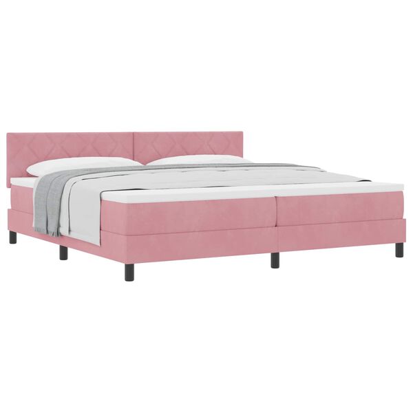 vidaXL Boxspringbett mit Matratze mit Kopfteil Rosa 200 x 200 cm Samt