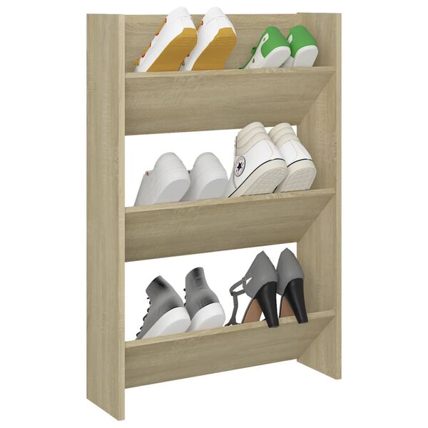 vidaXL Wand-Schuhschrank Sonoma-Eiche 60x18x90 cm Holzwerkstoff