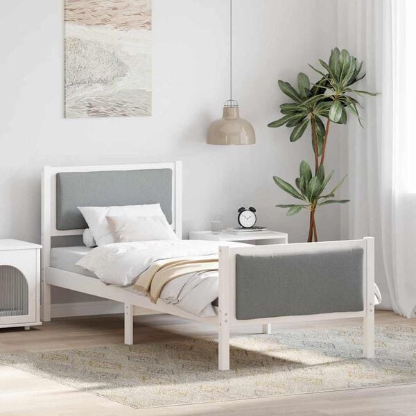 vidaXL Bettrahmen mit Kopfteil Hellgrau 80 x 200 cm Stoff