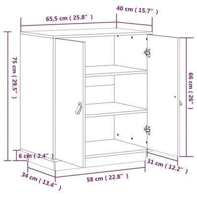 vidaXL Sideboard Schwarz 65,5x40x75 cm Massivholz Kiefer