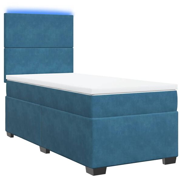 vidaXL Boxspringbett mit Matratze Blau 100x200 cm Samt
