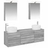 vidaXL Badezimmerm&ouml;bel-Set 5 Stk. Grau Sonoma Ingenieurholz und Glas