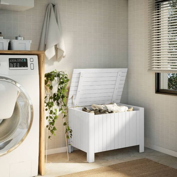 vidaXL Truhe mit Deckel RANA Wei&szlig; 80x49x54 cm Massivholz Kiefer